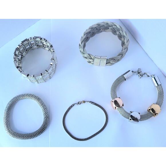 Lot of 5 Silver Bracelets - Monet - Kendall & James - Chicos   ++ - Picture 8 of 9